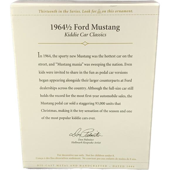 Hallmark Red 1964 1/2 MUSTANG Keepsake Ornament #13 Kiddie Car Classics 2006 - Picture 9 of 12